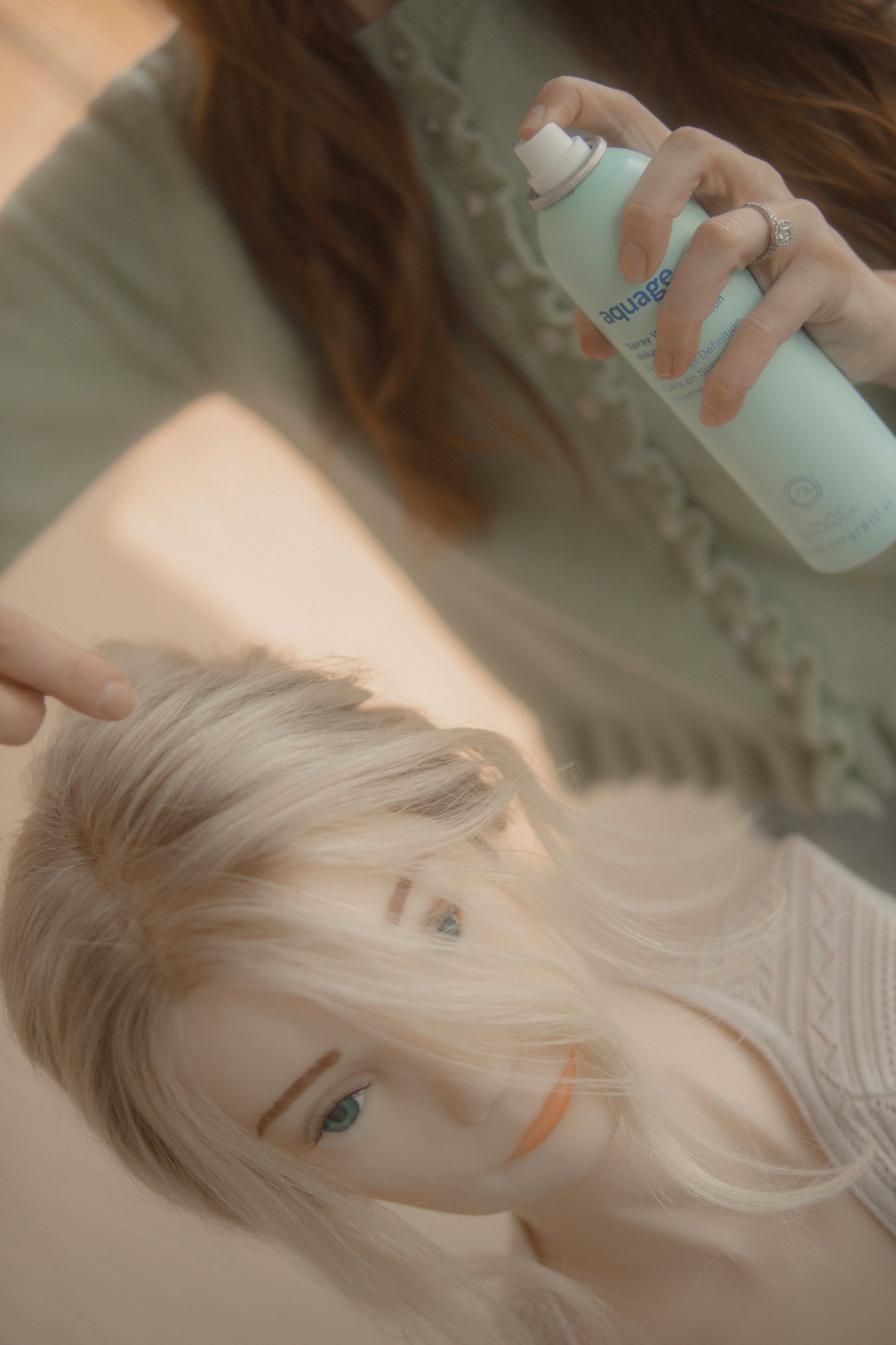📸 :gnarlyninetyfour Branding Photo of spray Aquage hair product on my mannequin head 